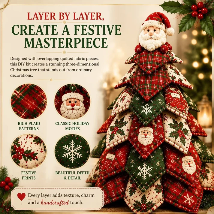 🔥LAST DAY 50% OFF - 🎄🧵DIY Quilted Christmas Tree Kit – Handmade Fabric Holiday Tabletop Tree Decor