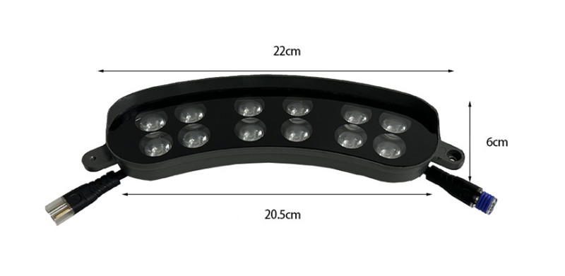 Dimensions of modular curved LED tree ring light segment