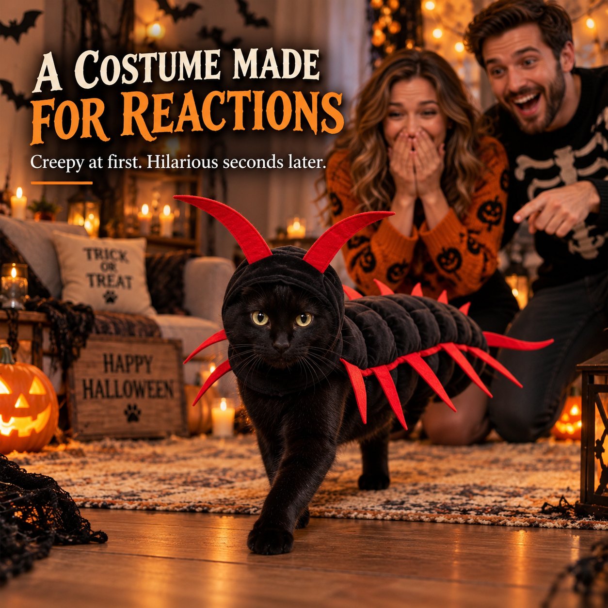 😹 Giant Centipede Cat Costume — Creepy Until It Starts Walking