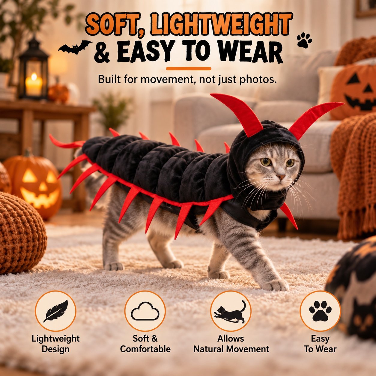 😹 Giant Centipede Cat Costume — Creepy Until It Starts Walking