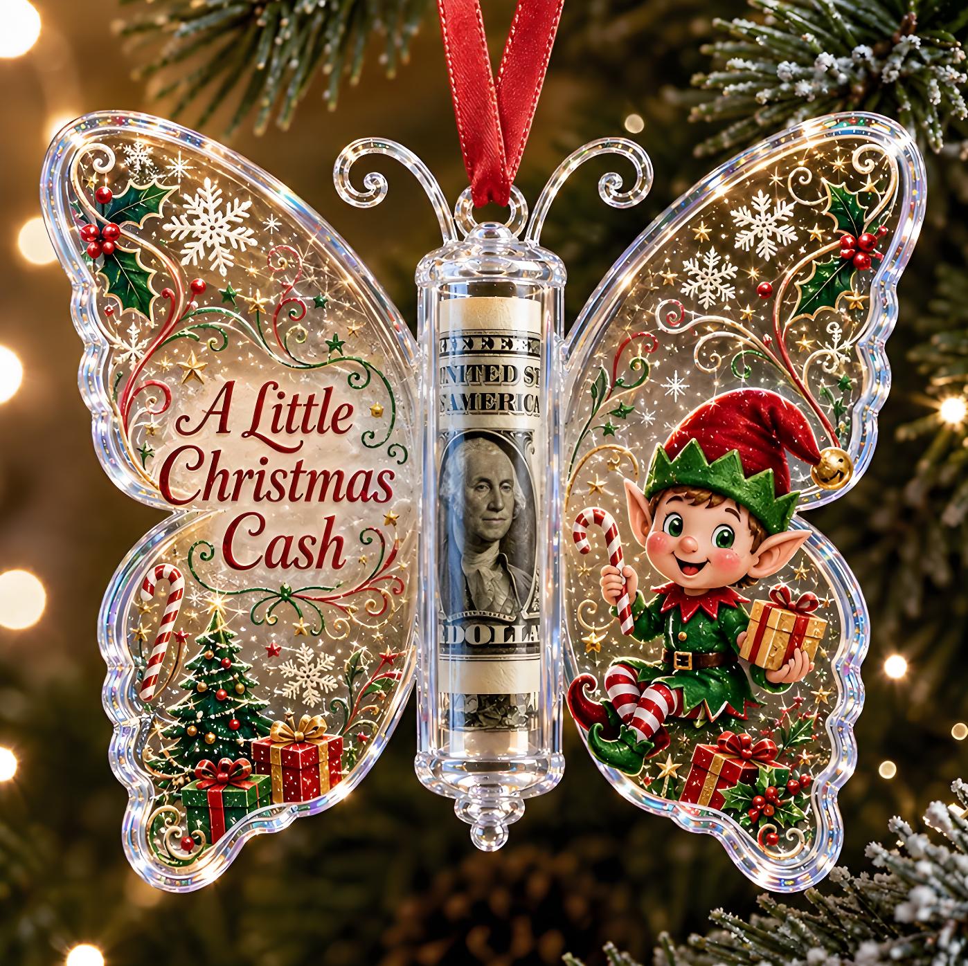 🦋💵 Christmas Cash Gift Butterfly Ornament – Holiday Money Holder Keepsake 🎄✨