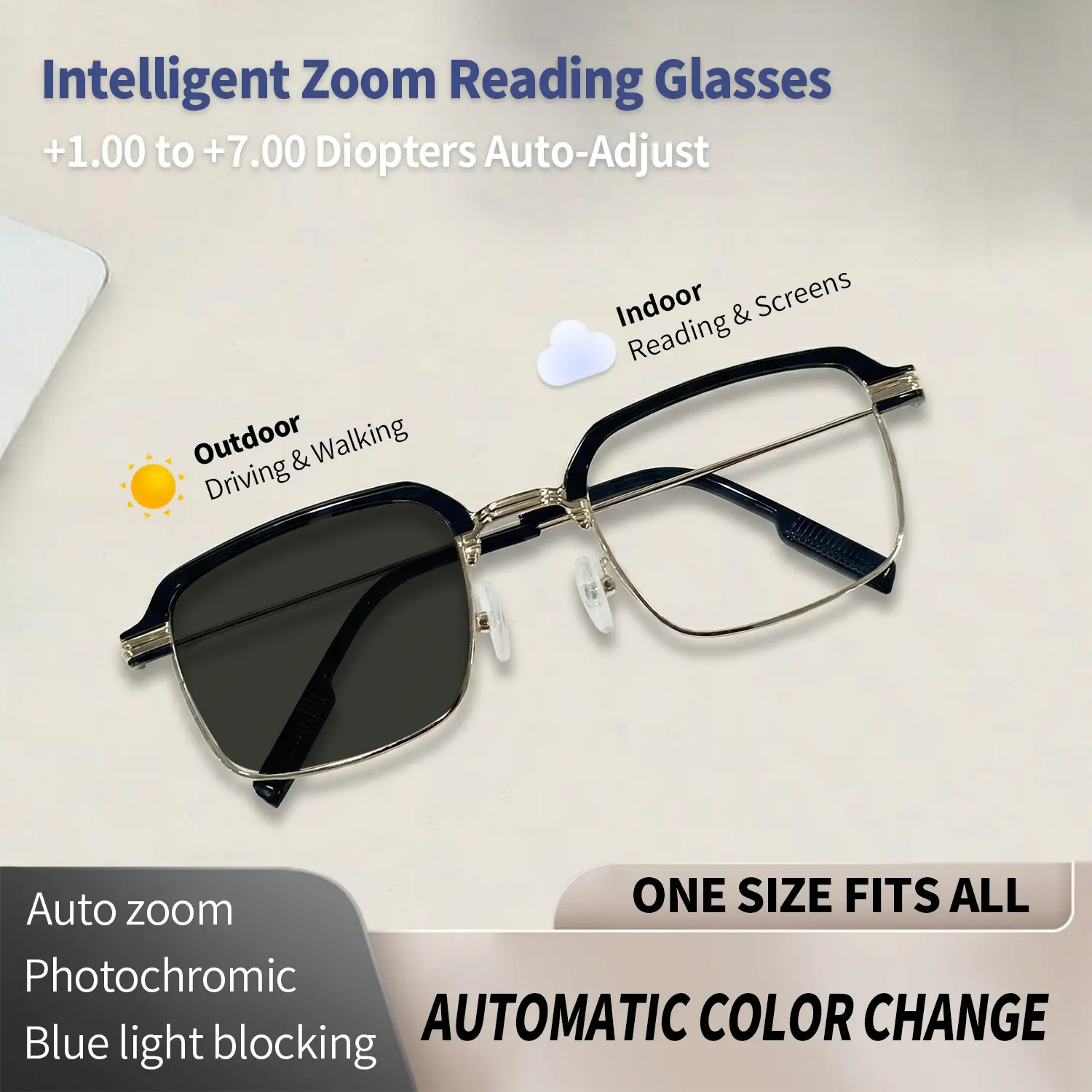 👓✨ Automaticky nastaviteľné slnečné okuliare na čítanie s vysokým rozlíšením