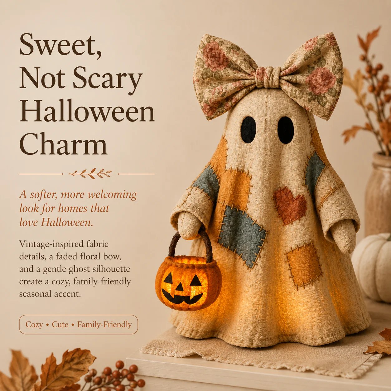 🏆Limited Time Sale 50% OFF🍂👻 Lighted Vintage Patchwork Ghost