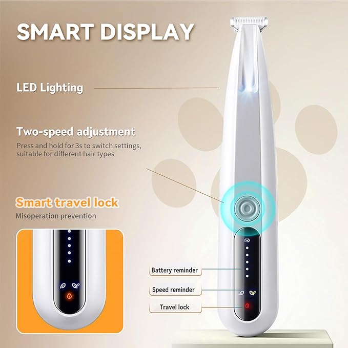 Pet Precision Trimmer for Dogs & Cats | Quiet, Waterproof & Rechargeable with LED Light