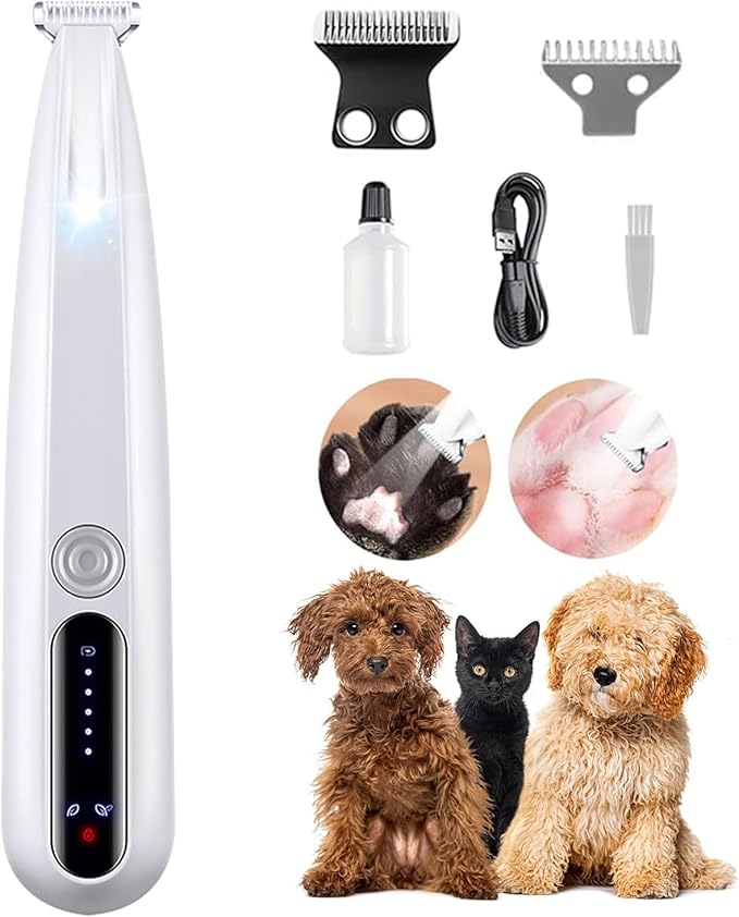 Pet Precision Trimmer for Dogs & Cats | Quiet, Waterproof & Rechargeable with LED Light