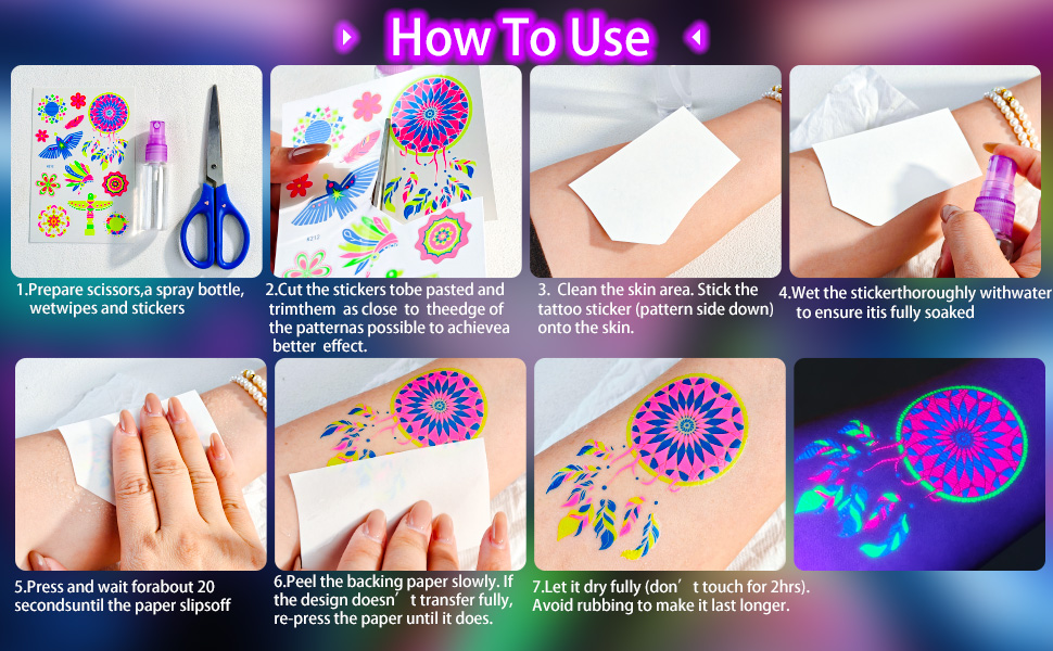 How to use Glow in The Dark Temporary Tattoos