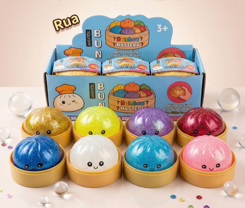 🥟 One squeeze and you’re hooked! Ultra-relaxing beautiful glitter sand bun squishy stress relief toy