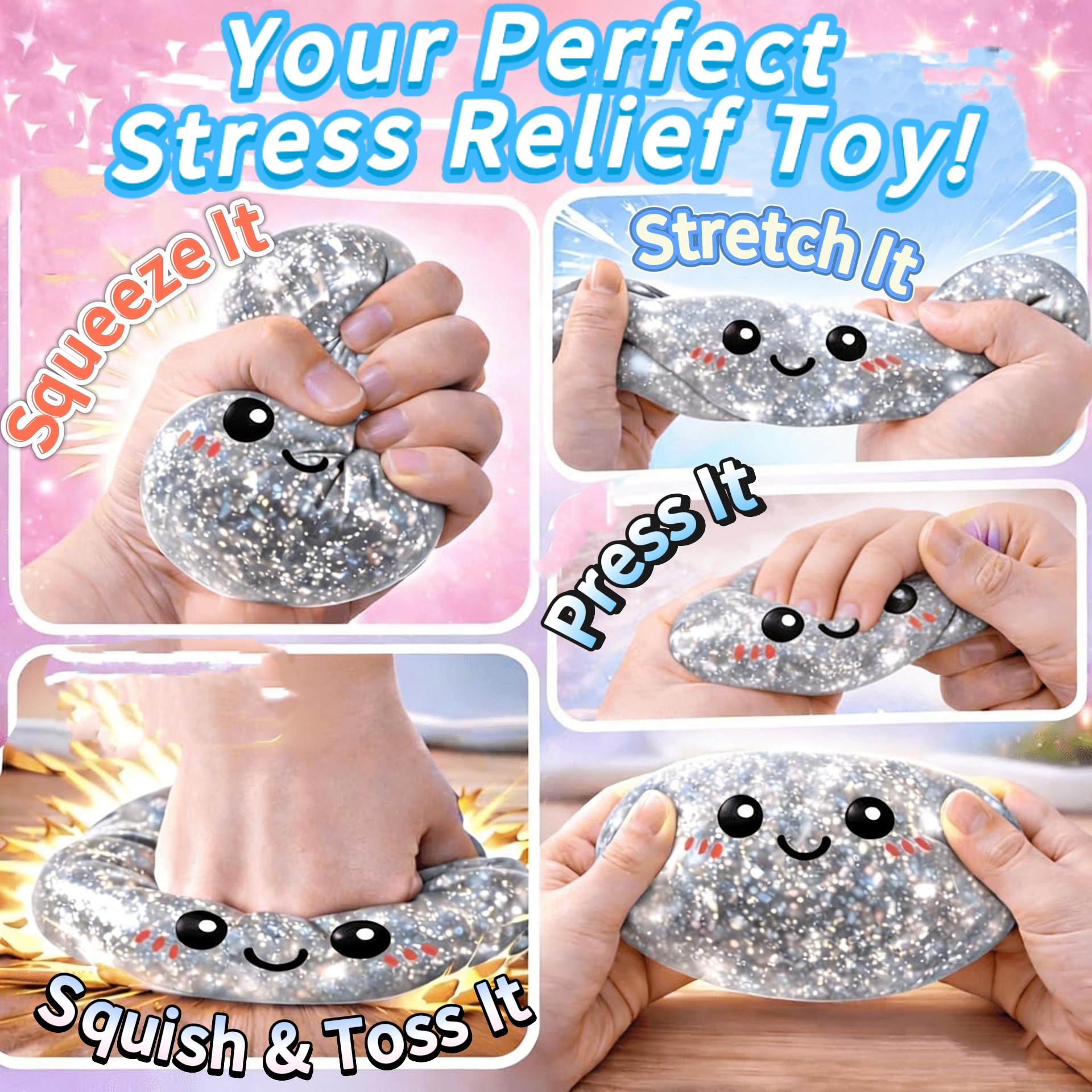 🥟 One squeeze and you’re hooked! Ultra-relaxing beautiful glitter sand bun squishy stress relief toy