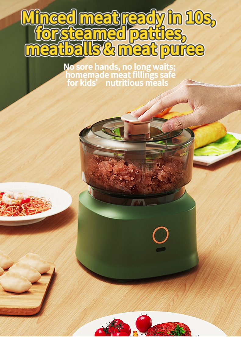 10 Seconds Perfect Fillings | Mini Electric Multi-Functional Food Chopper, One-Tap Mince Meat & Veggies