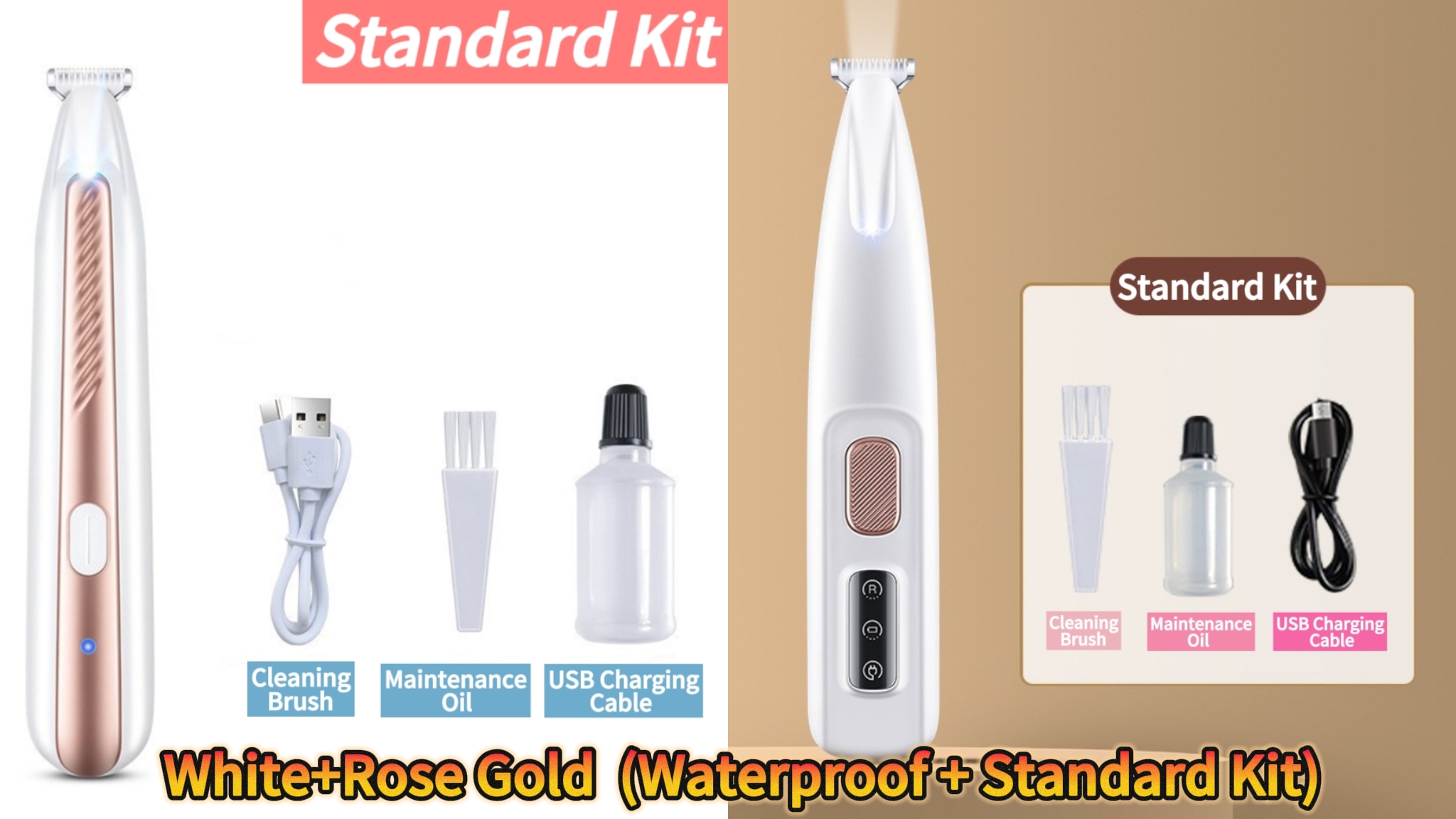 Pet Precision Trimmer for Dogs & Cats | Quiet, Waterproof & Rechargeable with LED Light