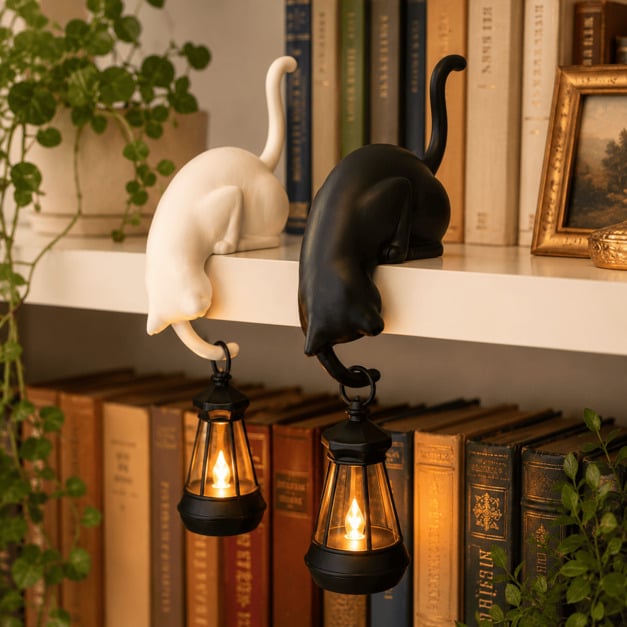 🐾🐾50% OFF 🐾Cat Shelf Hook with Vintage Lantern