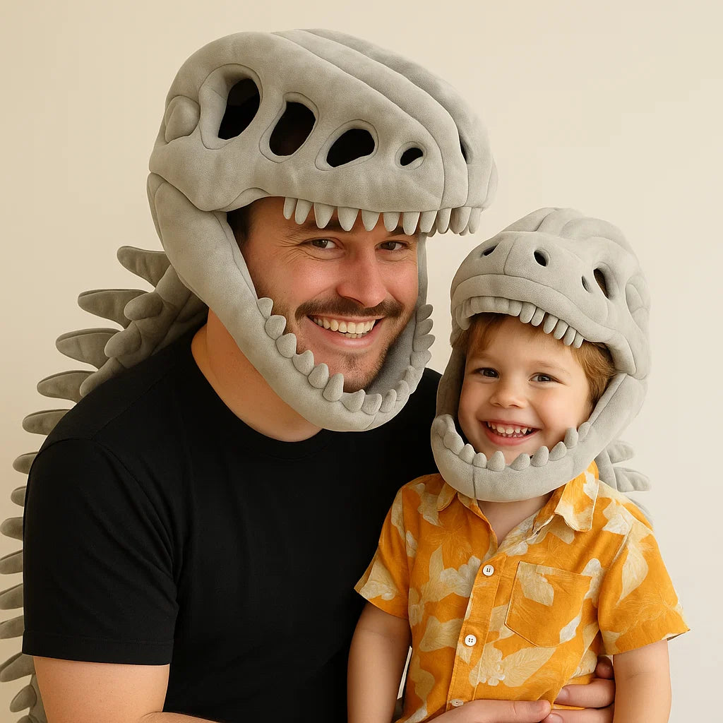  Dinosaur Skeleton Costume — Movable Jaw & Plush Tail (Ages 3-10)