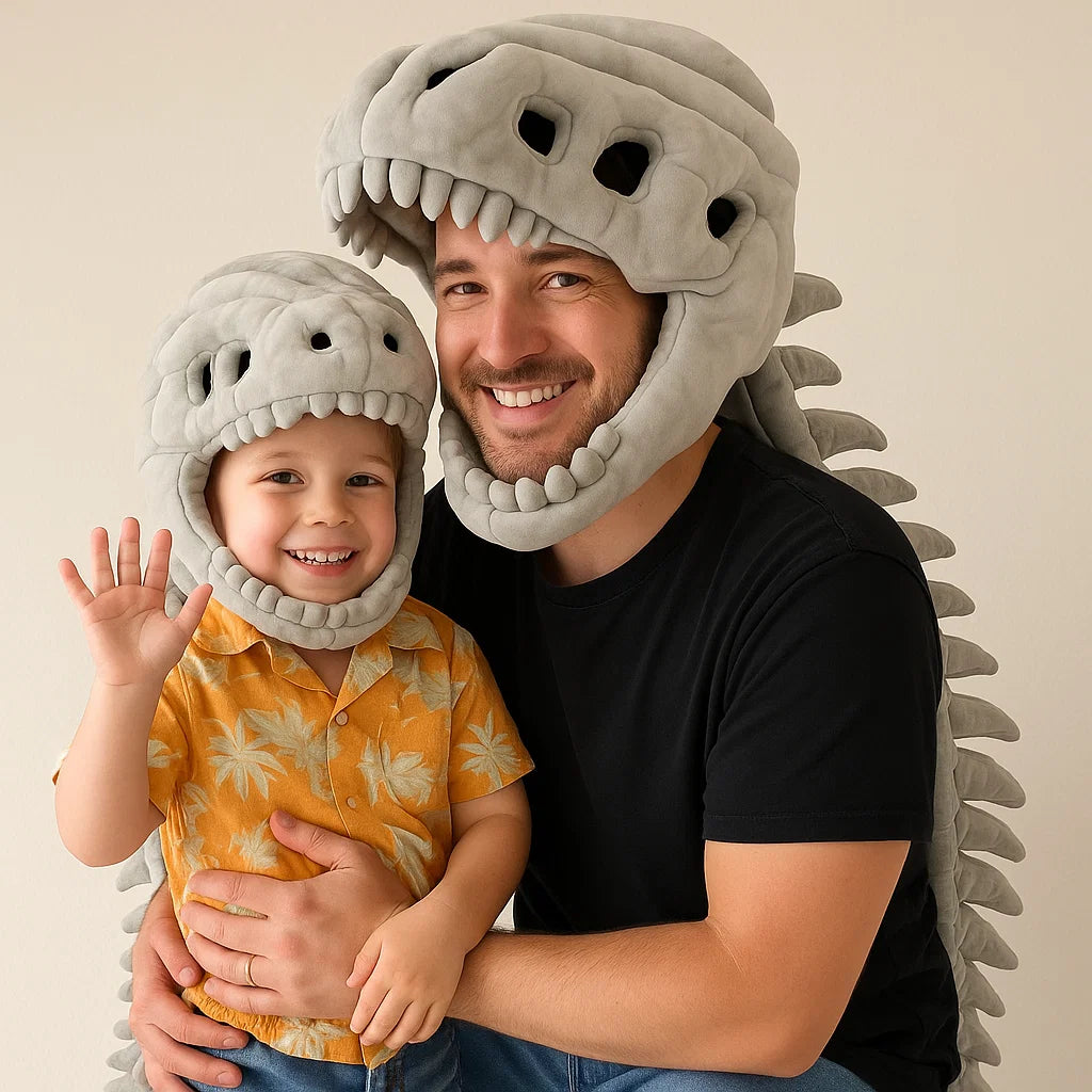  Dinosaur Skeleton Costume — Movable Jaw & Plush Tail (Ages 3-10)