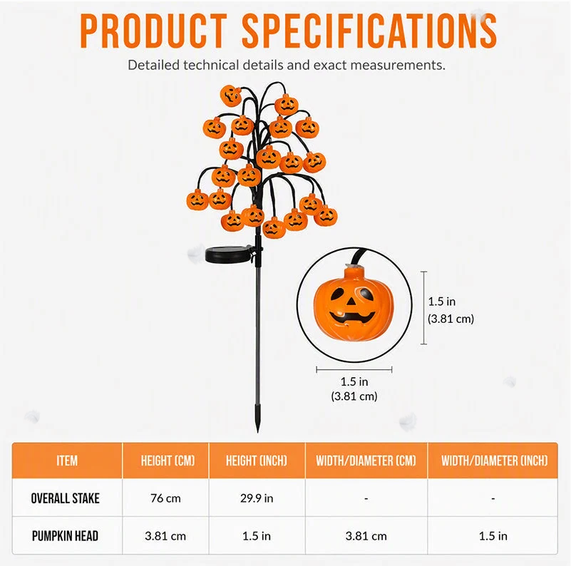 🔥LAST DAY Buy More Get Extra Free OFF✨Pumpkin Solar Branch Lights - Halloween Garden Stakes🎃