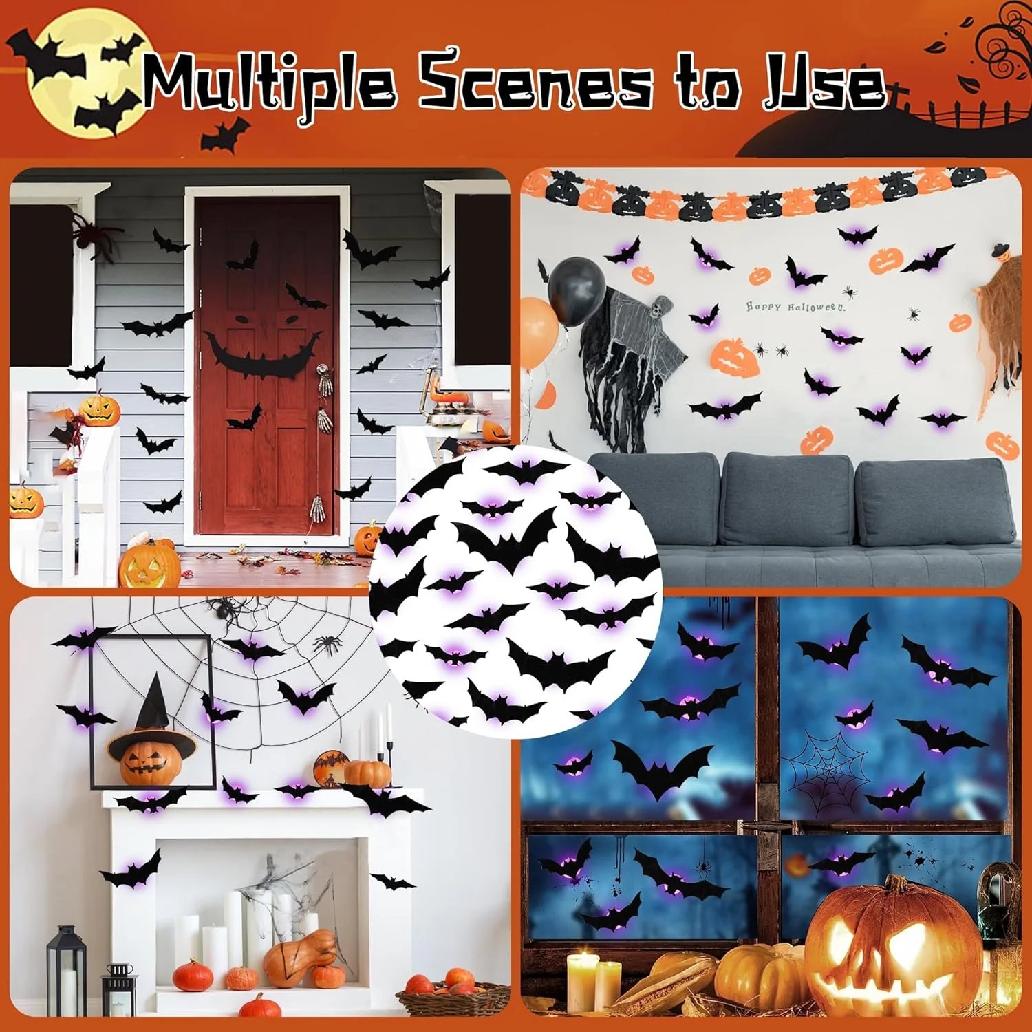 🎁🔥 3D Bat Light Design LED Decorations (✨12PCS,contains three sizes: large, medium and small)