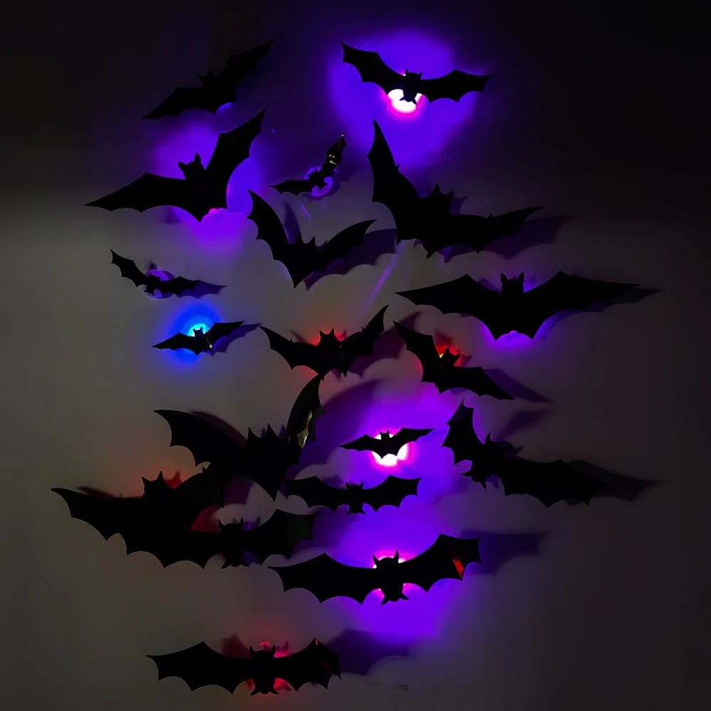 🎁🔥 3D Bat Light Design LED Decorations (✨12PCS,contains three sizes: large, medium and small)