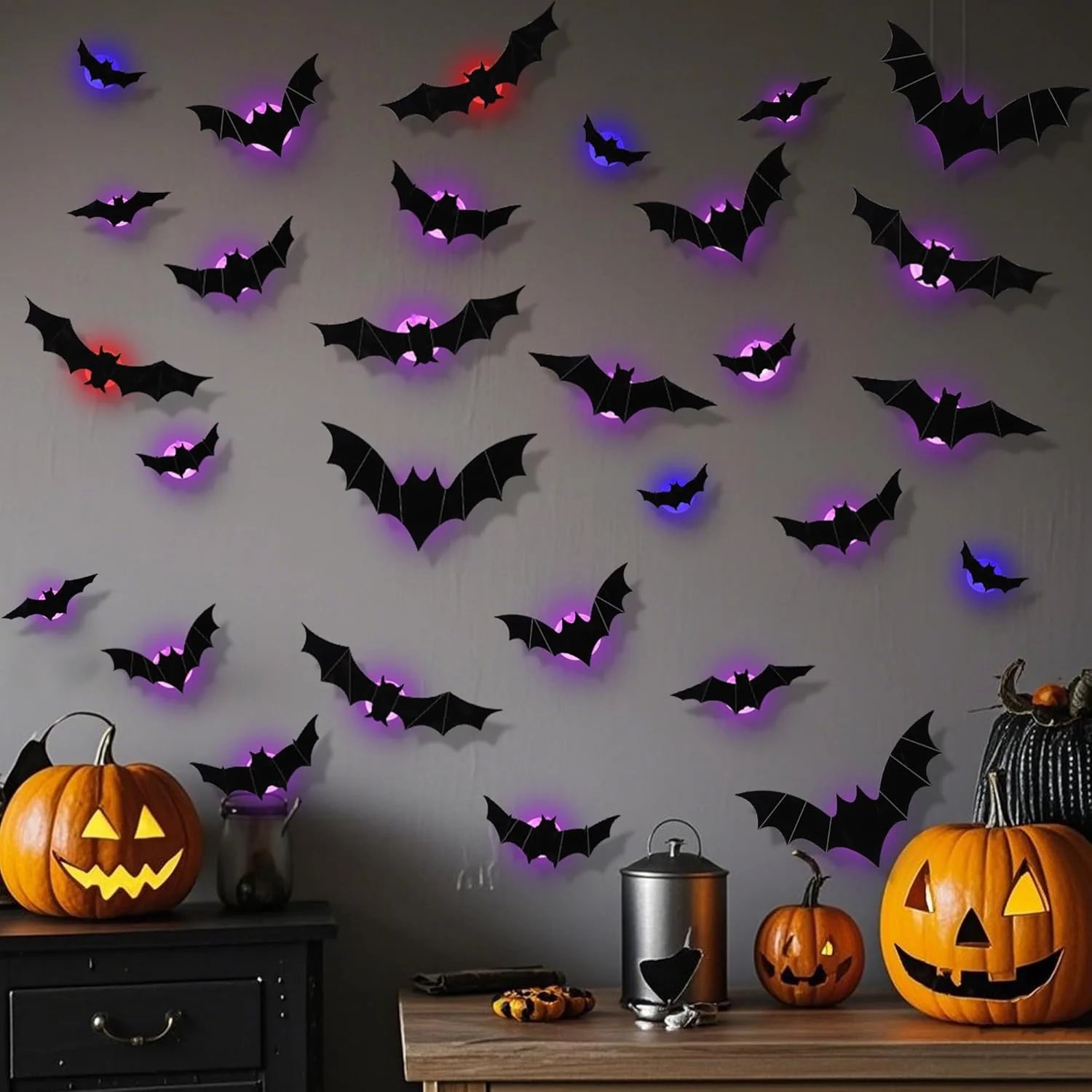 🎁🔥 3D Bat Light Design LED Decorations (✨12PCS,contains three sizes: large, medium and small)