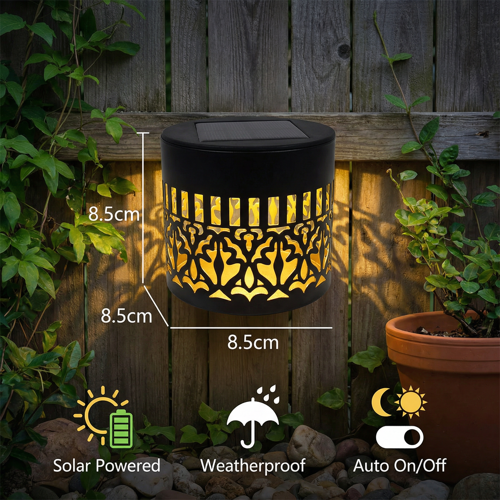 LED Solar Mandala Wall Light – Outdoor Light for Garden, Fence & Patio