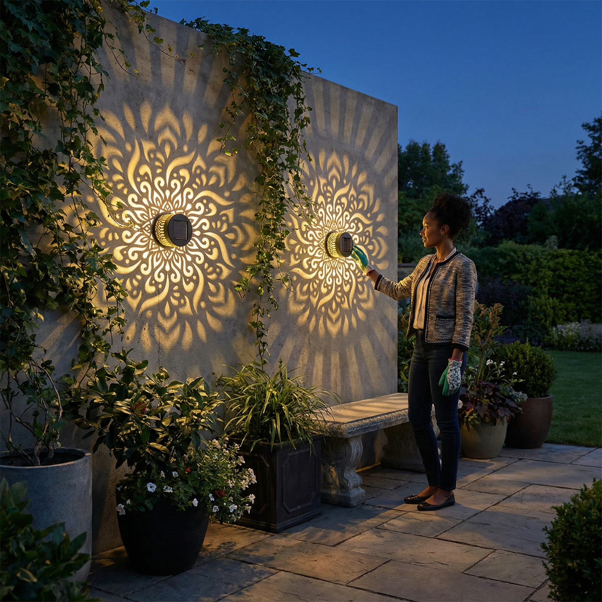 LED Solar Mandala Wall Light – Outdoor Light for Garden, Fence & Patio