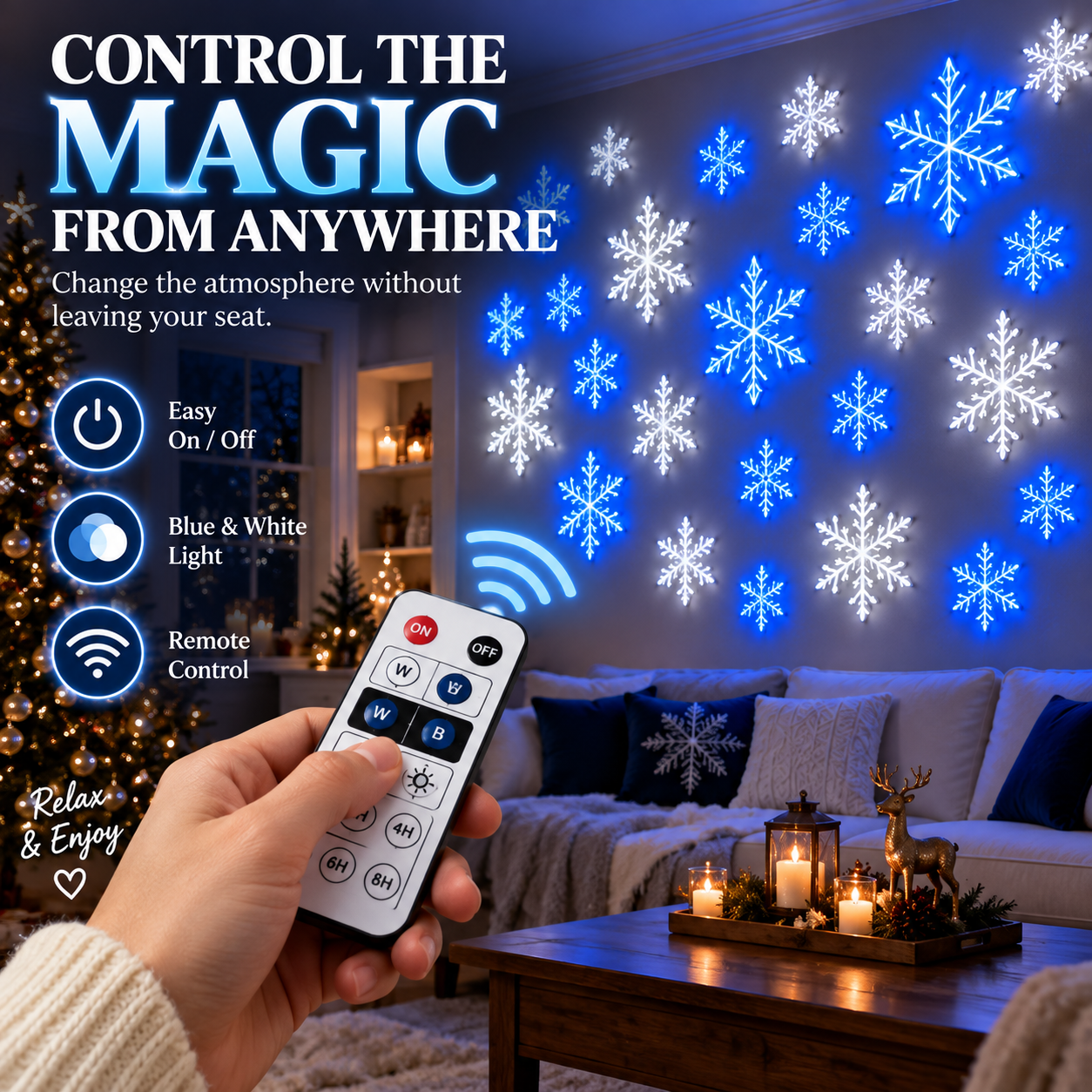 Remote controlled LED snowflake lights