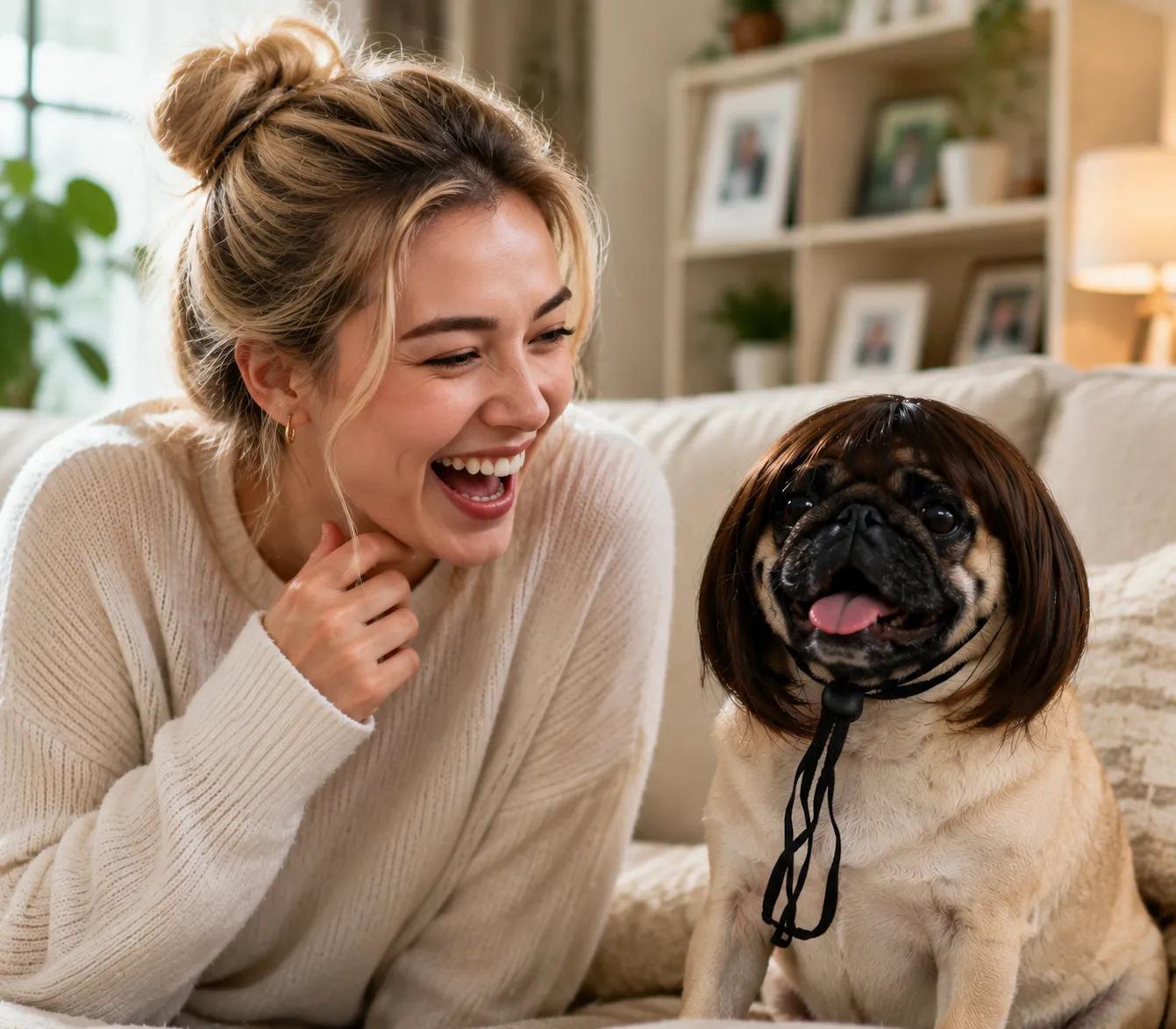 🐶 Cute Pet Wig Headband – Funny Costume Accessory for Dogs & Cats