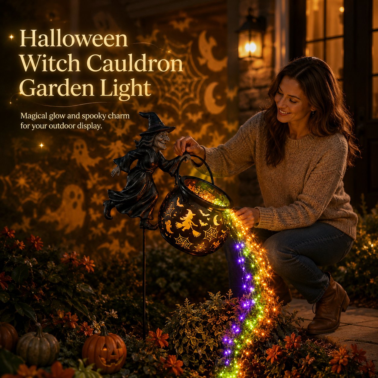 ✨Halloween Witch Cauldron Garden Light