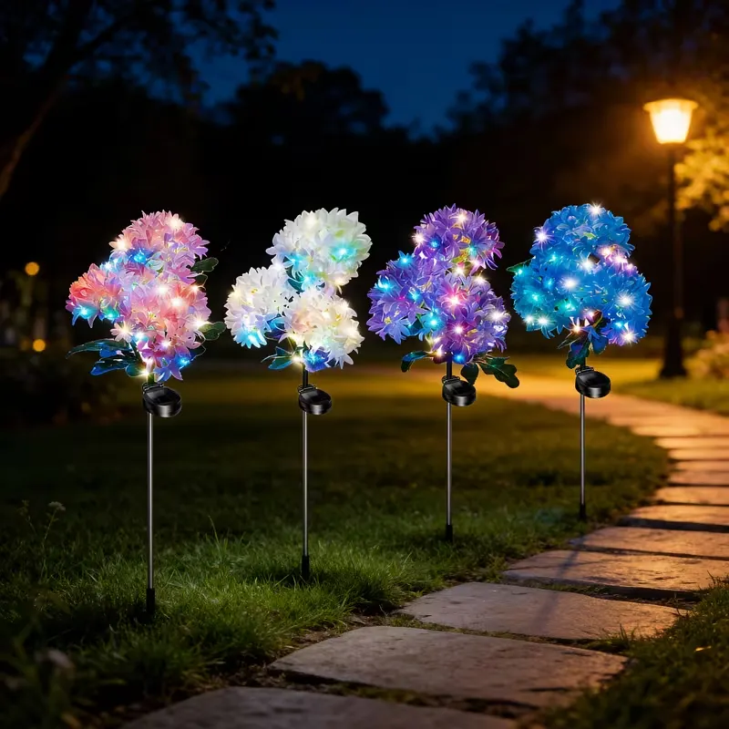 🌸 2026 Best Seller | 4-Pack LED Outdoor Solar Hydrangea Flower Lights