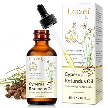 Uocasi Natural Cyperus Oil – Inhibits Hair, Soothes Skin, Minimizes Pores, All Skin Types