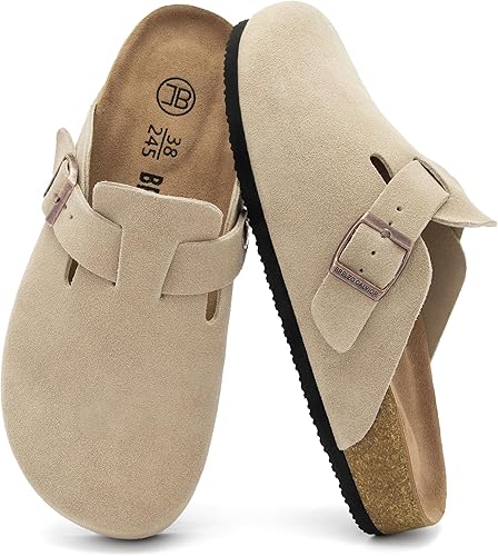 Women & Men Suede Slip-On Clogs | Arch Support, Non-Slip, Adjustable Buckle for Indoor/Outdoor