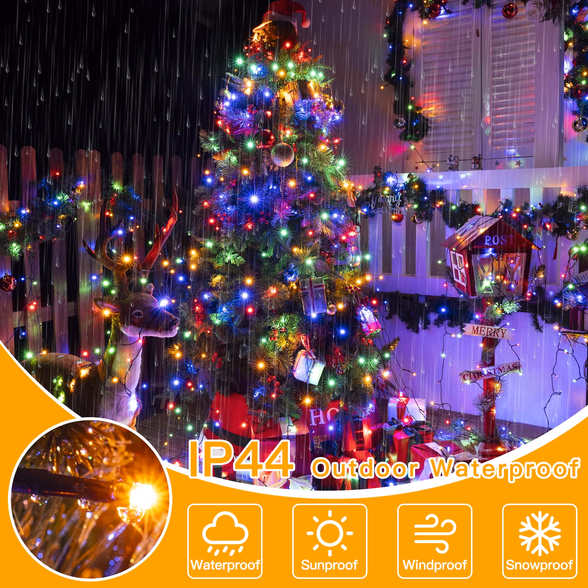 🎄Holiday Pre-Sale🔥Waterproof Christmas Tree Waterfall Lights with Ring