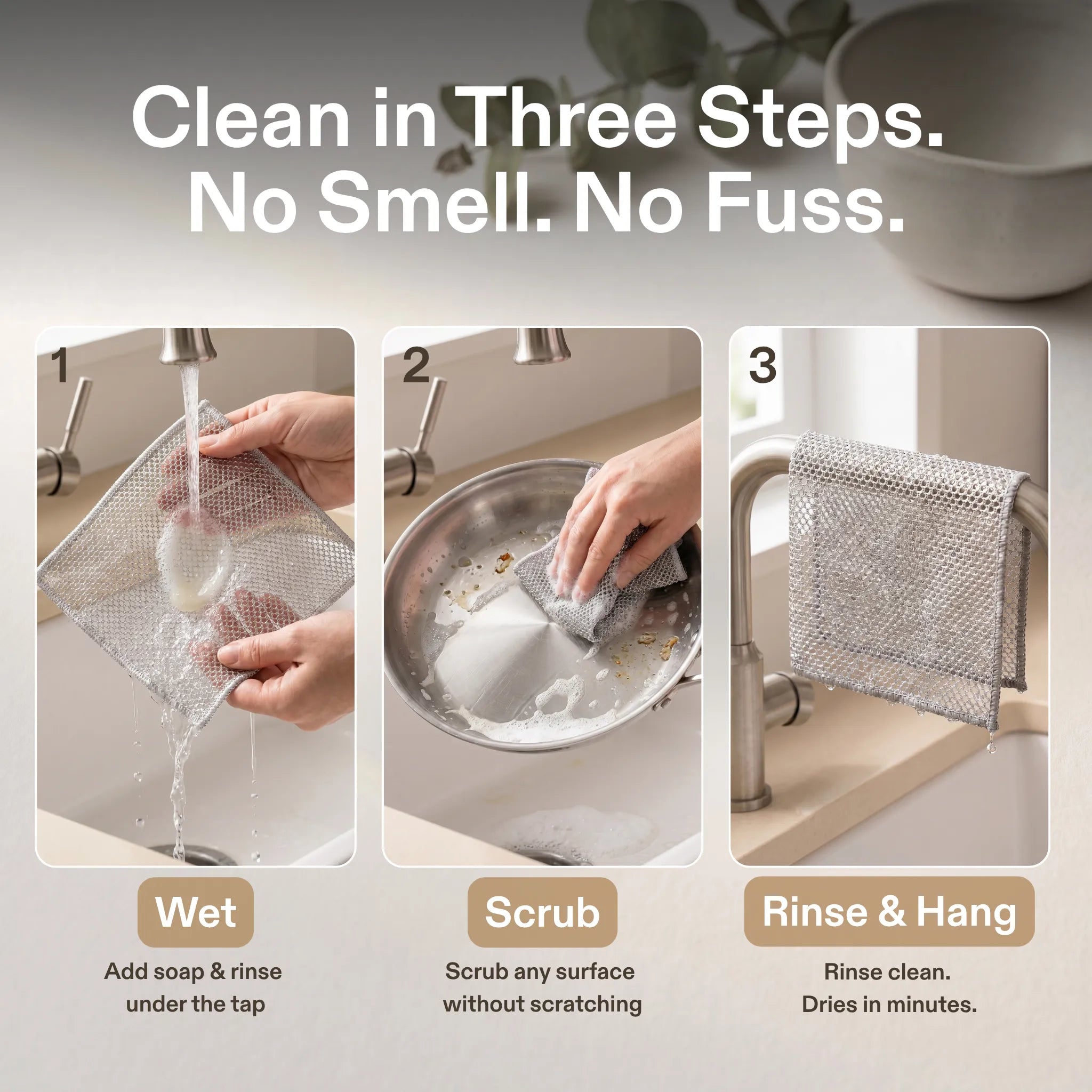 SilverMesh™ – Reusable Kitchen Scrubbing Cloths