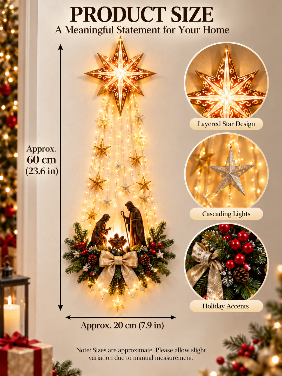 ✨Last Day 49% OFF✝️✨Bethlehem Star Nativity Wall Light– Glowing Christmas Holy Scene Decor