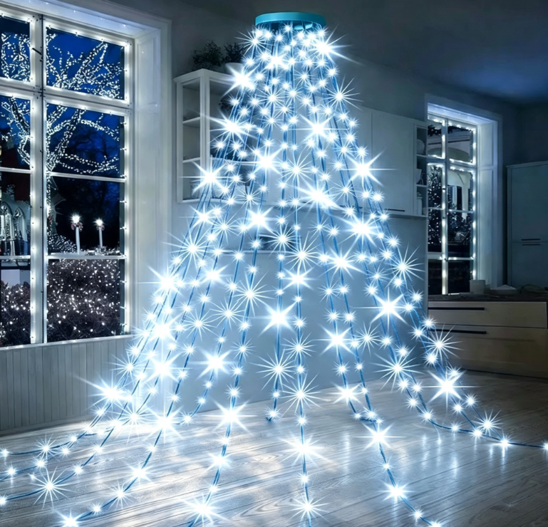 🎄Holiday Pre-Sale🔥Waterproof Christmas Tree Waterfall Lights with Ring
