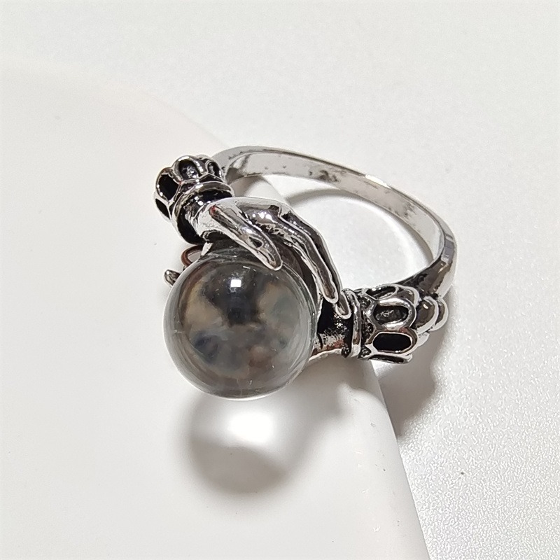 🔥Exclusive Limited Item 👍🔥50%OFF 🧙‍♀️Witch’s Grip Protection S925 Sterling Silver Obsidian/Crystal Ball Ring