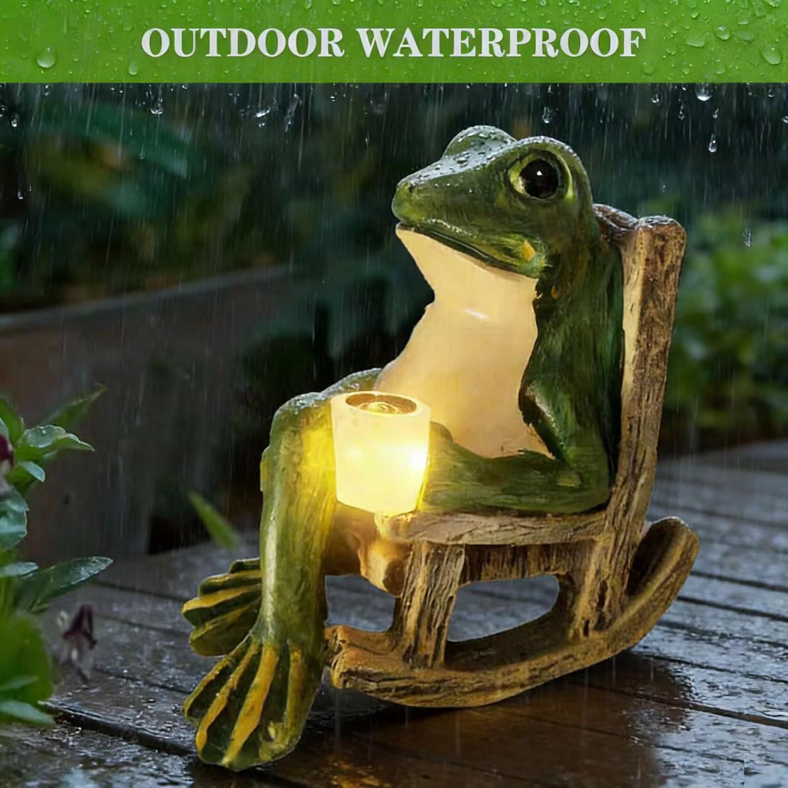 Tirifer Solar Light Frog Garden Statue Creative Frog Figures