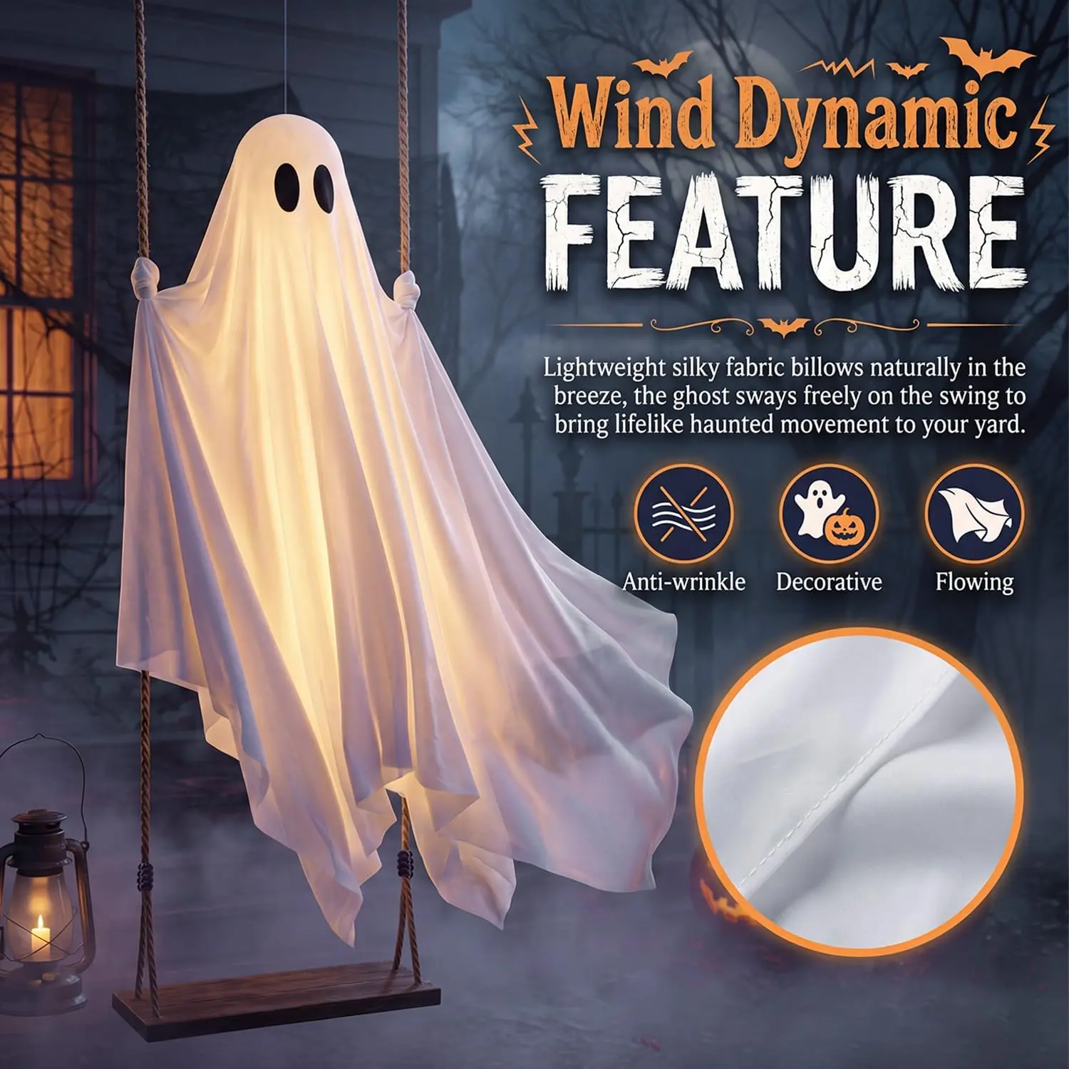 🔥LAST DAY 50% OFF-Halloween Hanging Ghost 5FT Swinging Outdoor Yard Decor