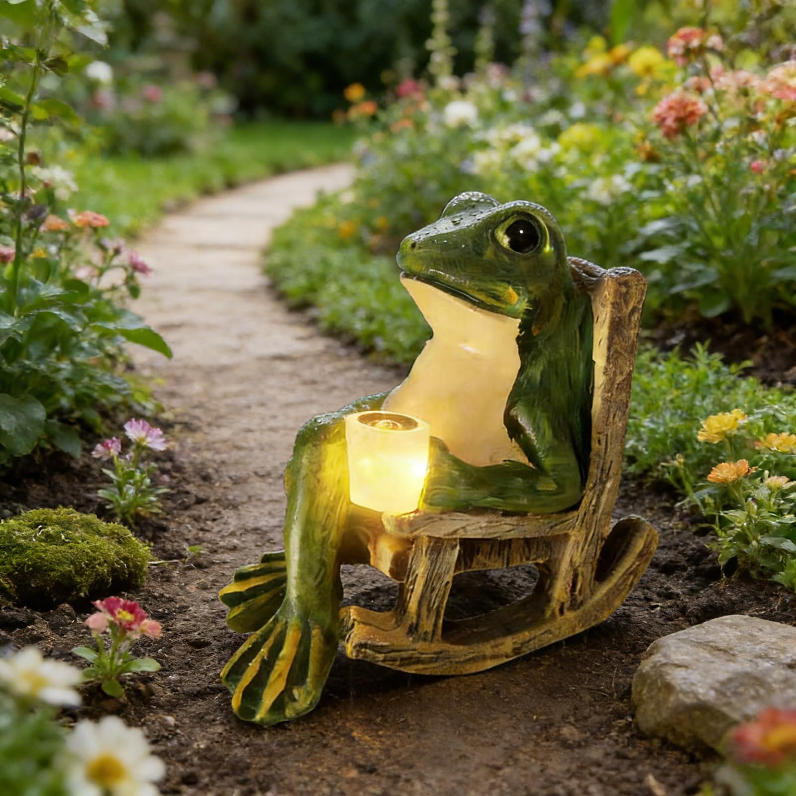 Tirifer Solar Light Frog Garden Statue Creative Frog Figures