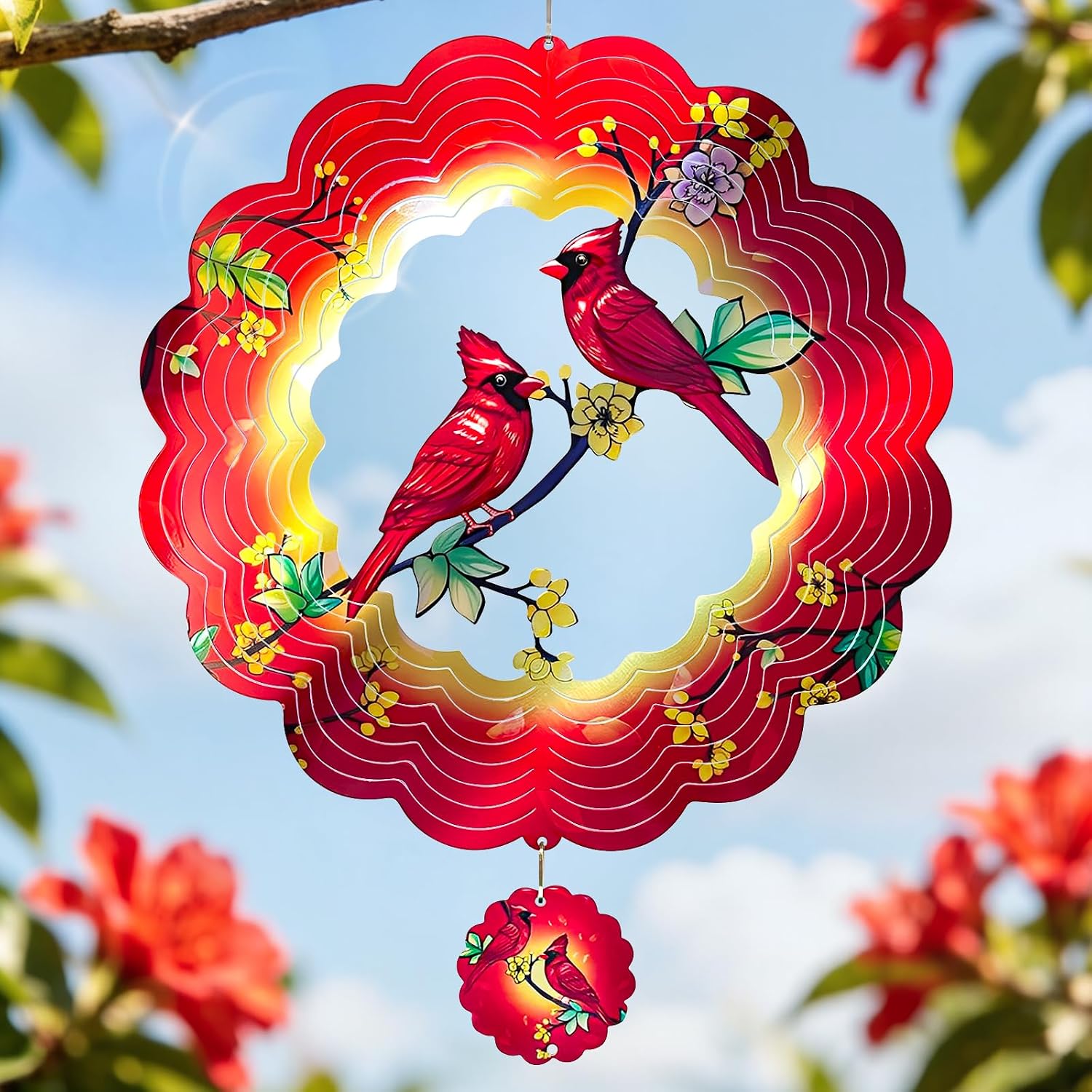 Hummingbird Mandala Wind Spinner for Mother's Day, IDEA SHOW 12In 3D Kinetic Metal Wind Spinners, Hummingbird Gift for Women, Mom, Garden Decor Outdoor/Indoor Decoration, Dynamic Art Hanging Sculpture