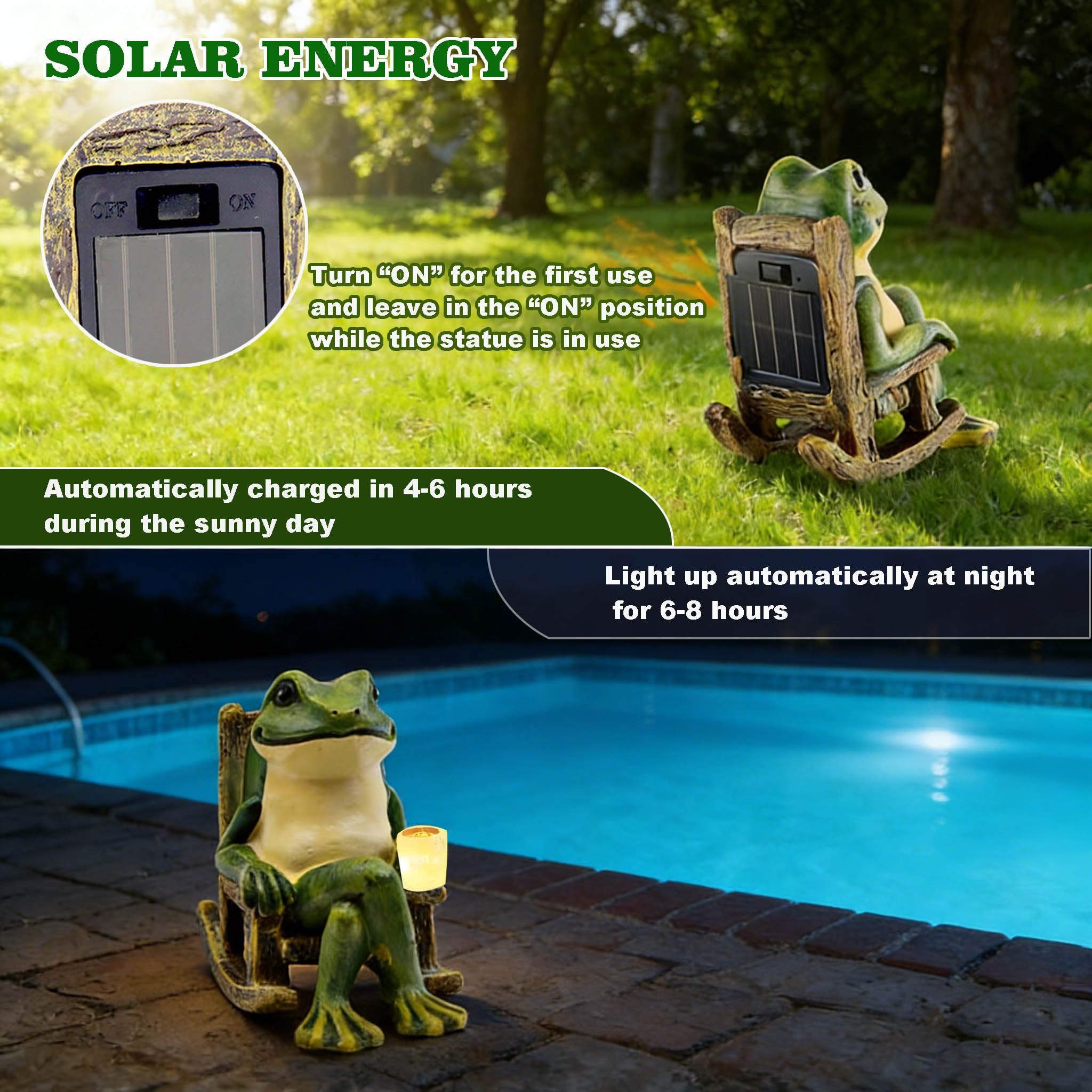 Tirifer Solar Light Frog Garden Statue Creative Frog Figures