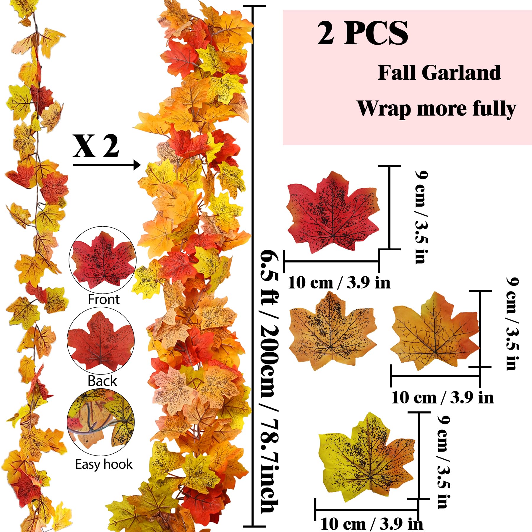 🔥Hot Sale-50% OFF🔥Maple Leaf Autumn Garland 5.9 Ft Artificial Hanging Leaves 