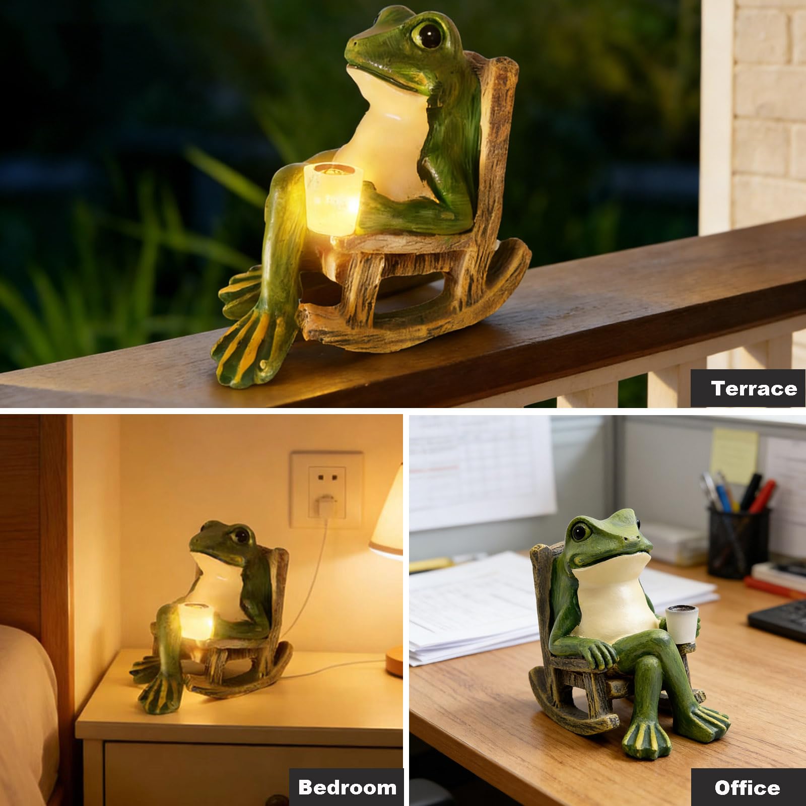 Tirifer Solar Light Frog Garden Statue Creative Frog Figures