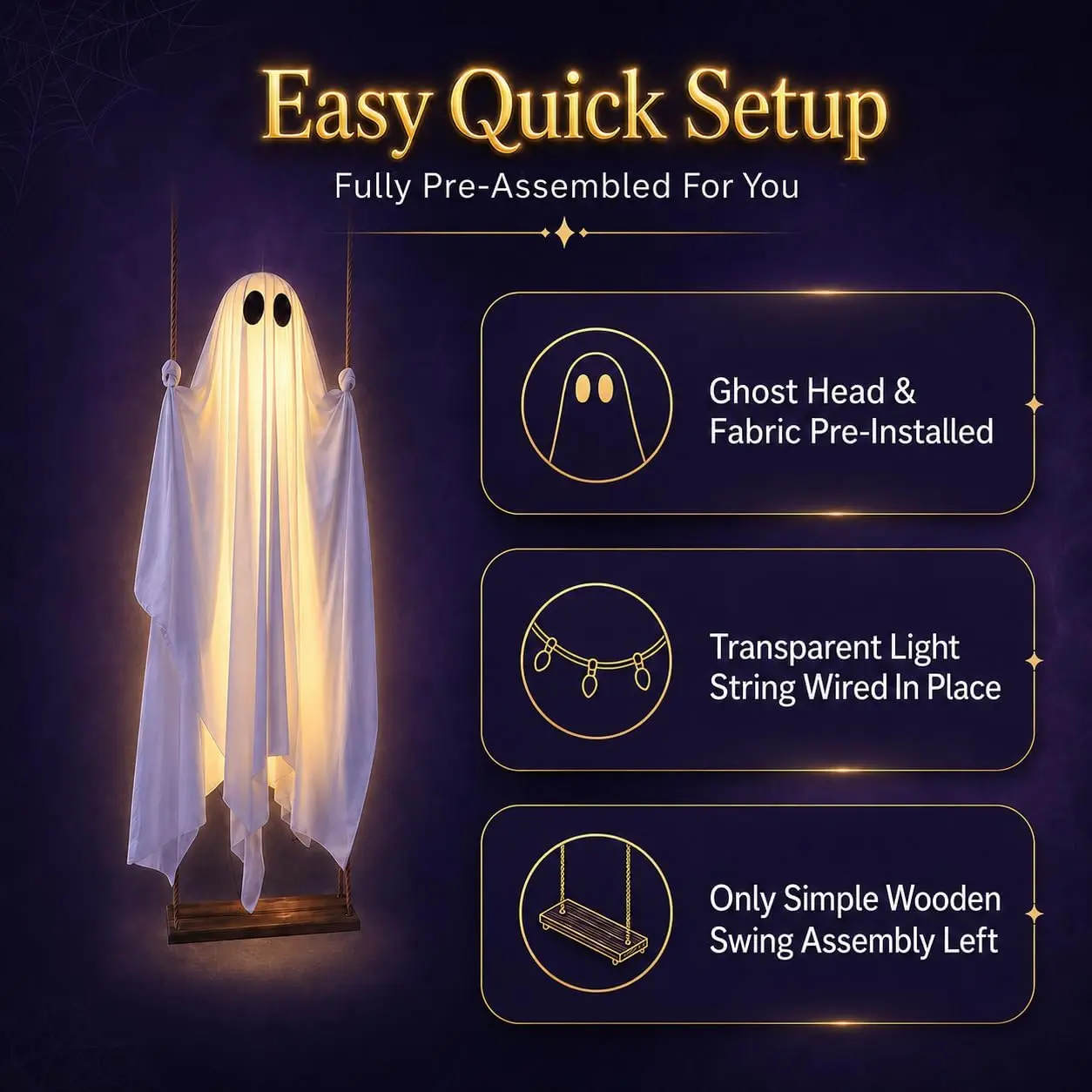 🔥LAST DAY 50% OFF-Halloween Hanging Ghost 5FT Swinging Outdoor Yard Decor