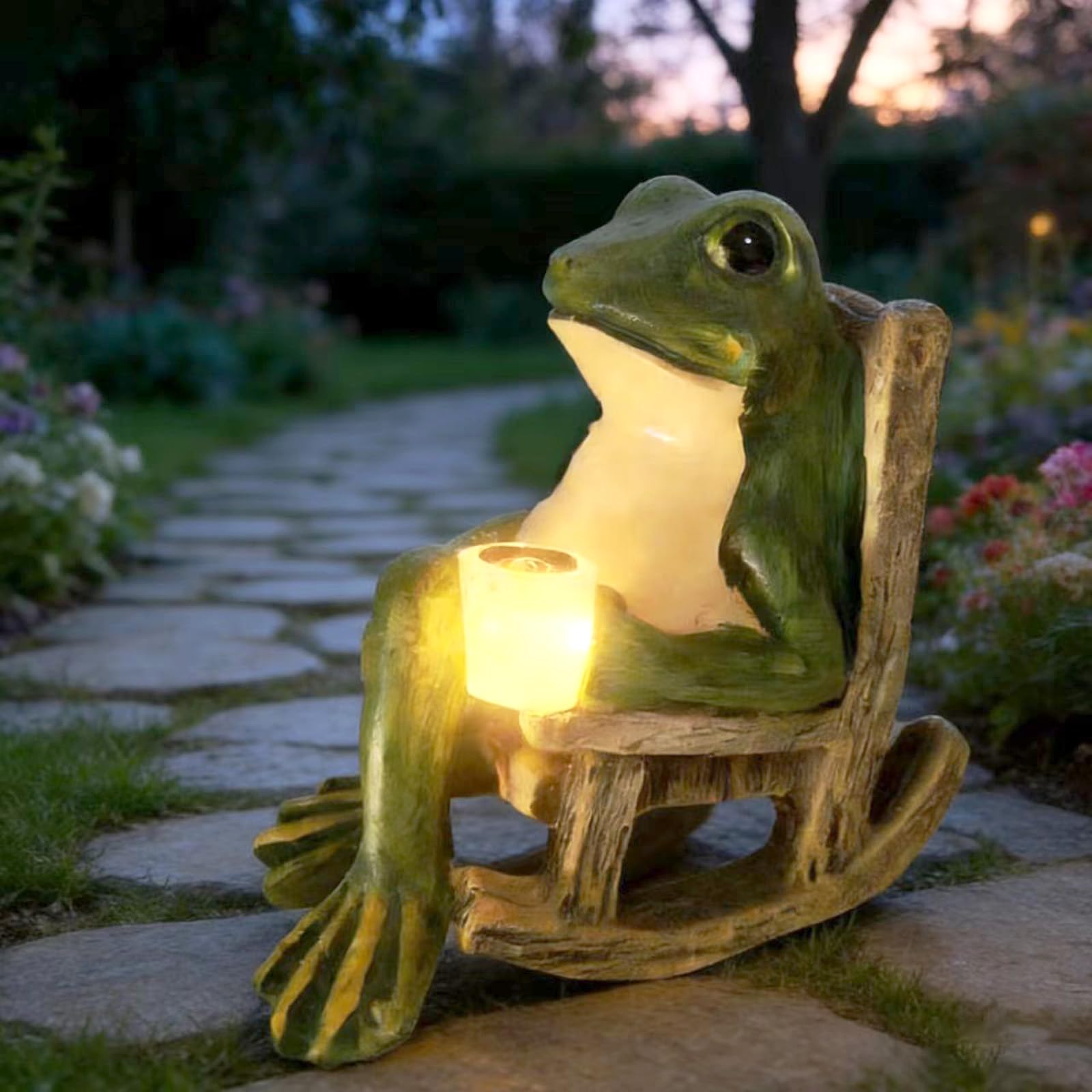 Tirifer Solar Light Frog Garden Statue Creative Frog Figures