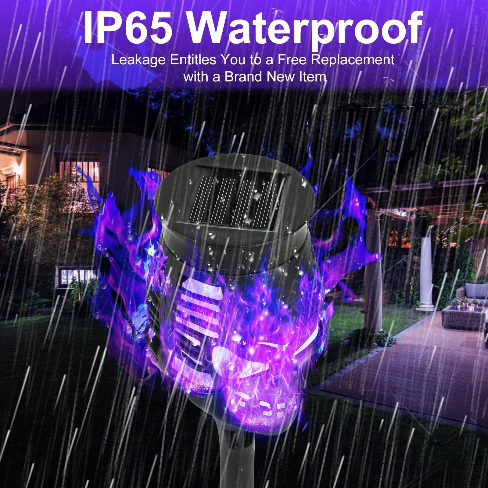 4/8 X Halloween Skulls Solar Pathway Lights Purple Torch Flame Lights for Garden