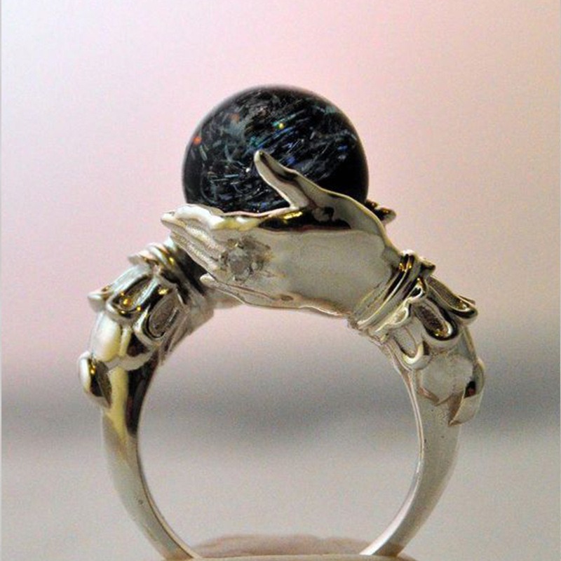 🔥Exclusive Limited Item 👍🔥50%OFF 🧙‍♀️Witch’s Grip Protection S925 Sterling Silver Obsidian/Crystal Ball Ring