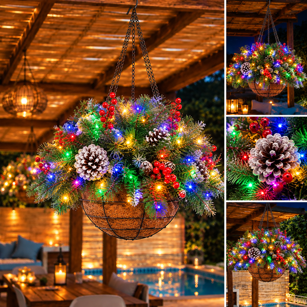 🎄Christmas Hot Sale🔥Pre-Lit Artificial Christmas Hanging Basket