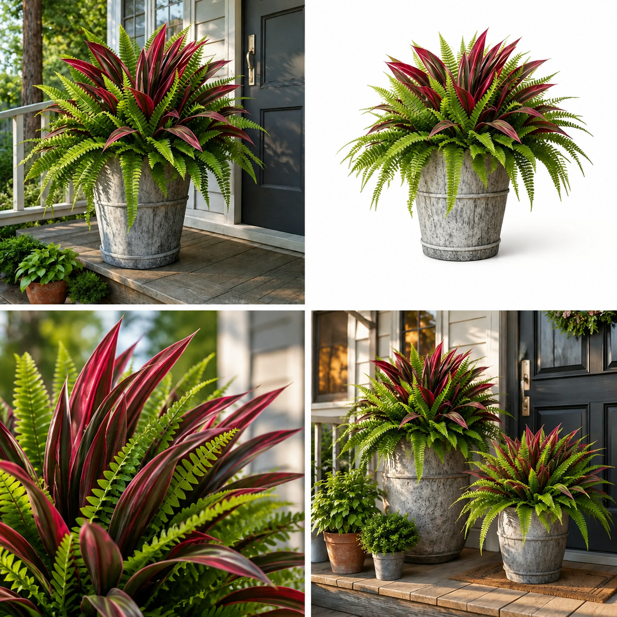 💥 BUY 1 GET 1 FREE (2 PCS) 🔥 UV-Resistant Artificial Fern & Red Dracaena Decorative Plants – Full, Lush & Fade-Resistant!