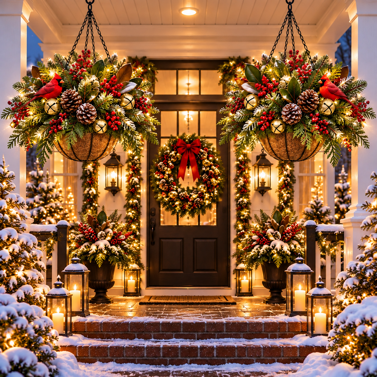 🎄 Pre-Lit Christmas Hanging Basket | Pre-lit, weather-resistant, and zero maintenance