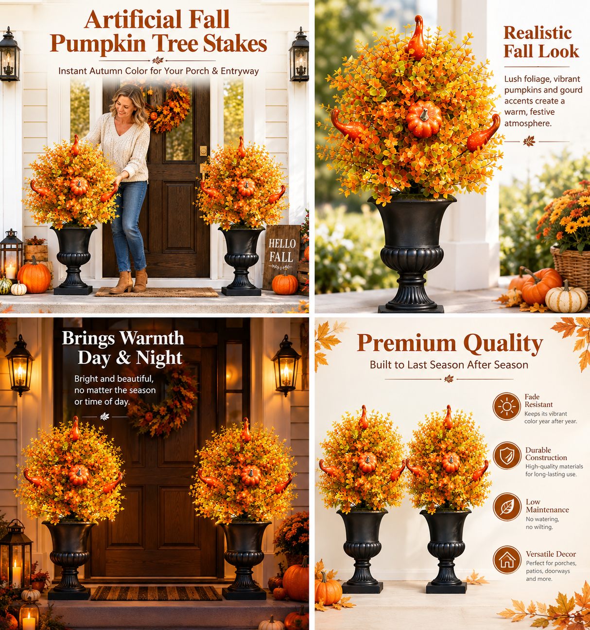  🔥Artificial Fall Pumpkin Tree Stakes🍂🎃