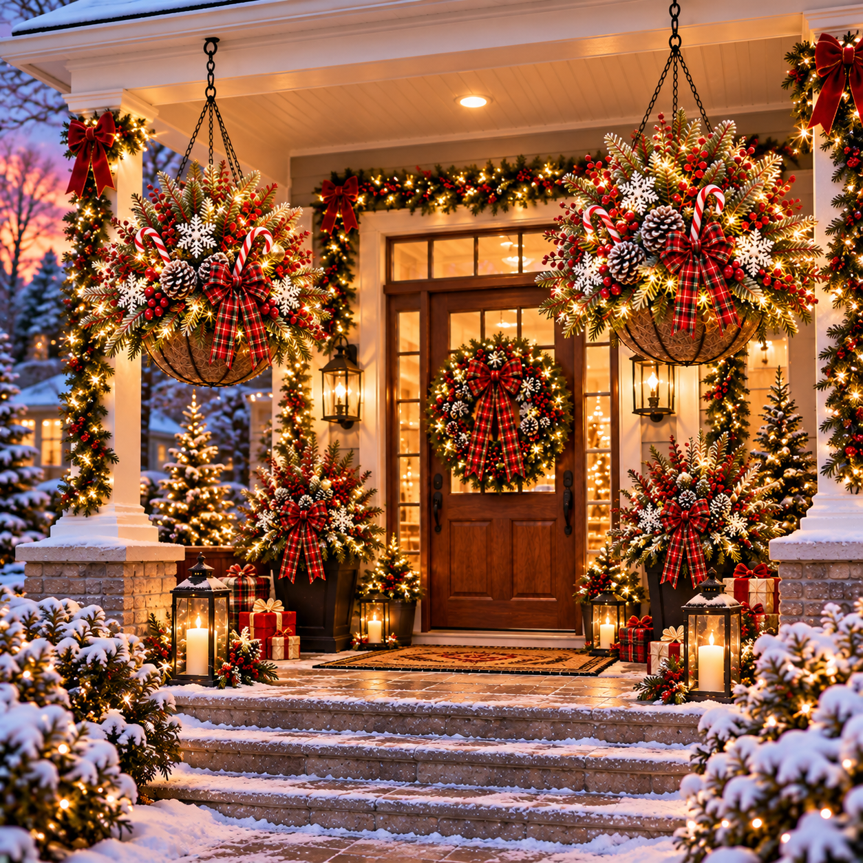 🎄 Pre-Lit Christmas Hanging Basket | Pre-lit, weather-resistant, and zero maintenance